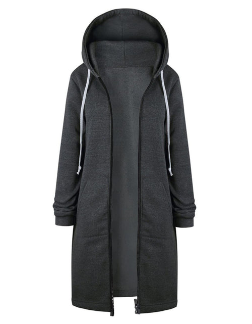 Load image into Gallery viewer, Long Hoodie for Women 2024 Casual Zip Up Drawstring Fleece Sweatshirt Oversized Jackets Coat Lightweight Fall Clothes
