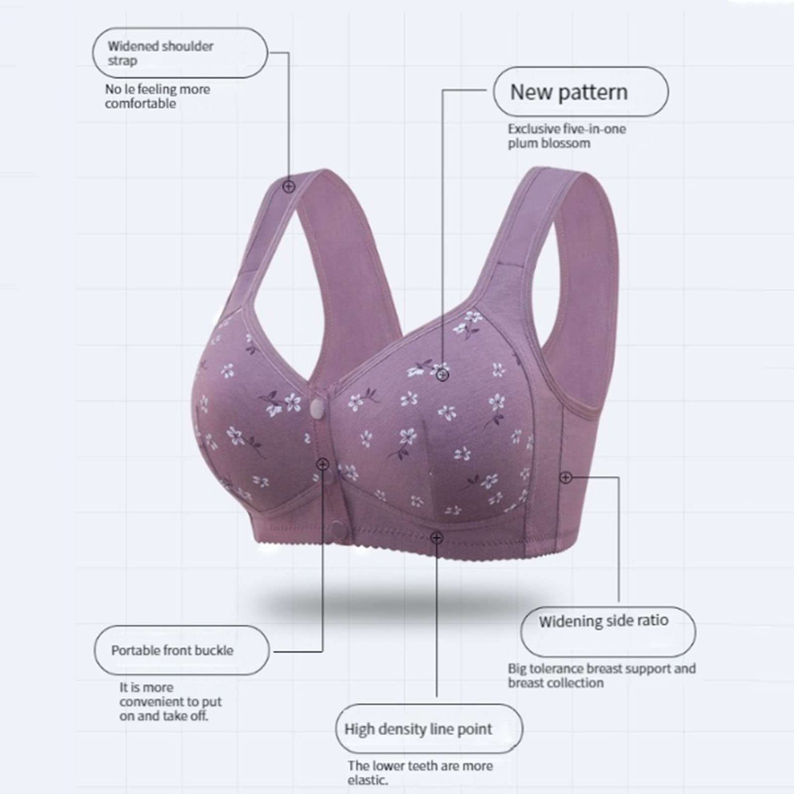 Daisy Bras for Older Women, Upgraded Daisy Bra for Seniors Front Closure, 2025 No Underwire Comfortable Bra for Women
