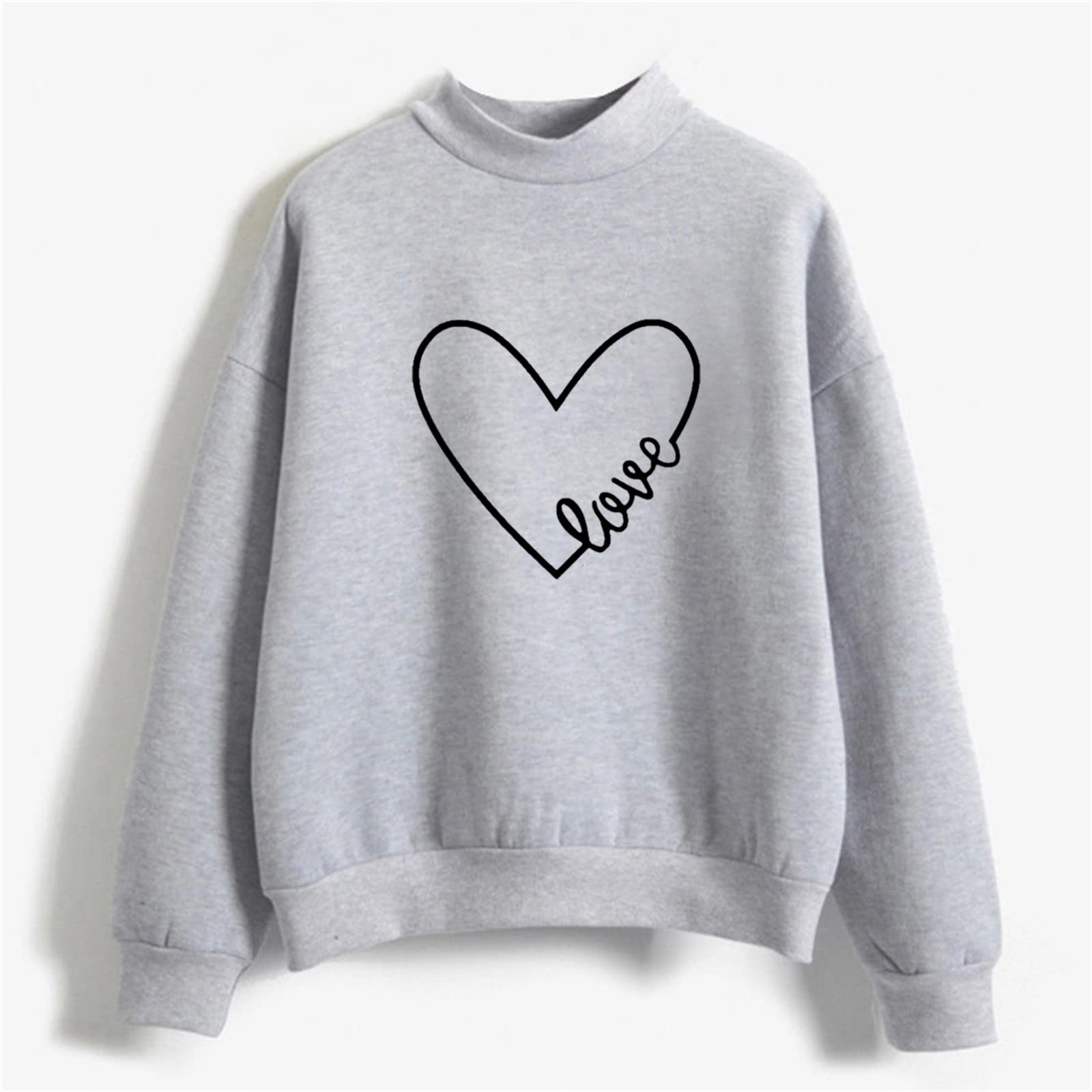 Crewneck Sweatshirts for Women Casual Cute Print Long Sleeve Pullover Lightweight Loose Fit Fleece Tops Fall Clothes