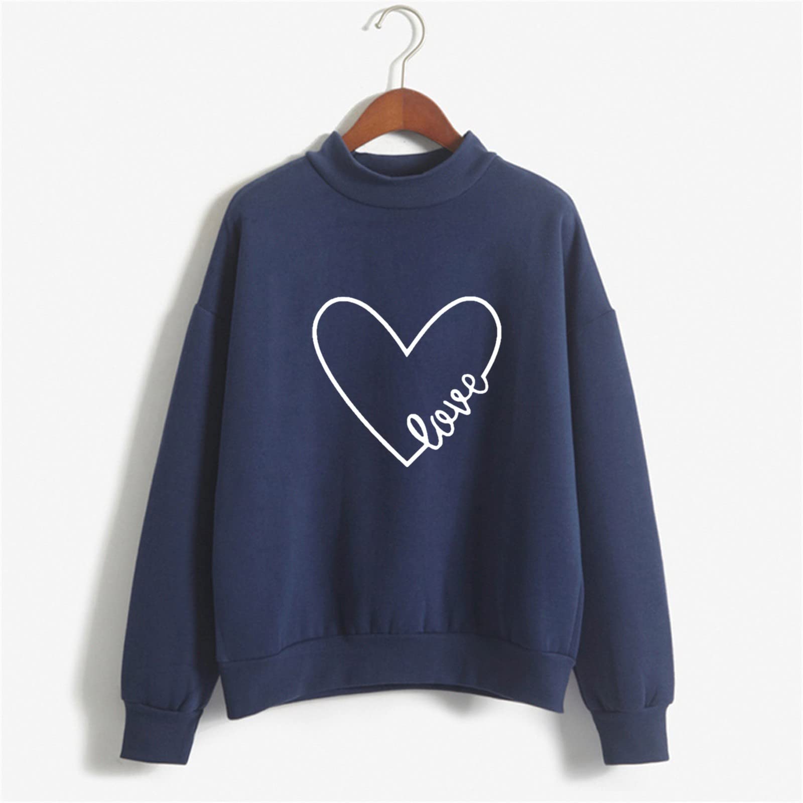 Crewneck Sweatshirts for Women Casual Cute Print Long Sleeve Pullover Lightweight Loose Fit Fleece Tops Fall Clothes