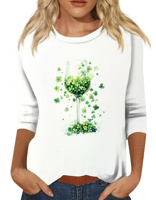 Load image into Gallery viewer, St Patricks Day Shirt Women 2025 Casual Plus Size 3/4 Sleeve Irish Clover Shirts Funny Saint Patrick's Tunic Tops
