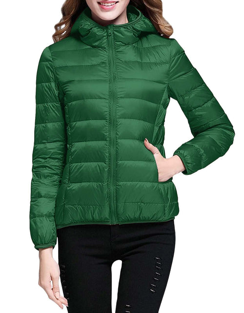 Load image into Gallery viewer, Lightweight Jacket for Women Short Button Down Hooded Jackets Trendy Slim Fit Bubble Coat Winter Warm Puffer Outwear
