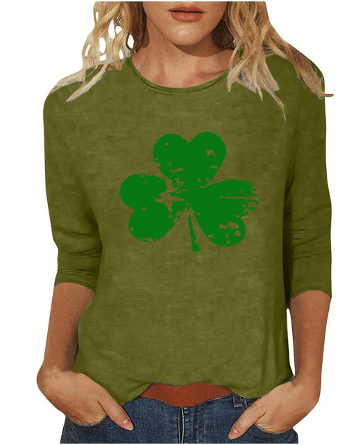 Load image into Gallery viewer, St Patricks Day Shirt Women 2025 Casual Plus Size 3/4 Sleeve Irish Clover Shirts Funny Saint Patrick's Tunic Tops
