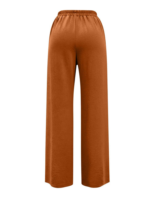 Load image into Gallery viewer, Linen Pants for Women - Wide Leg Elastic High Waist Casual Cotton Linen Pants Drawstring Plus Size Loose Trouser

