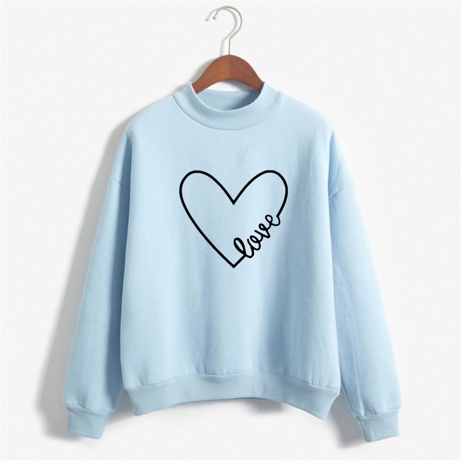 Crewneck Sweatshirts for Women Casual Cute Print Long Sleeve Pullover Lightweight Loose Fit Fleece Tops Fall Clothes