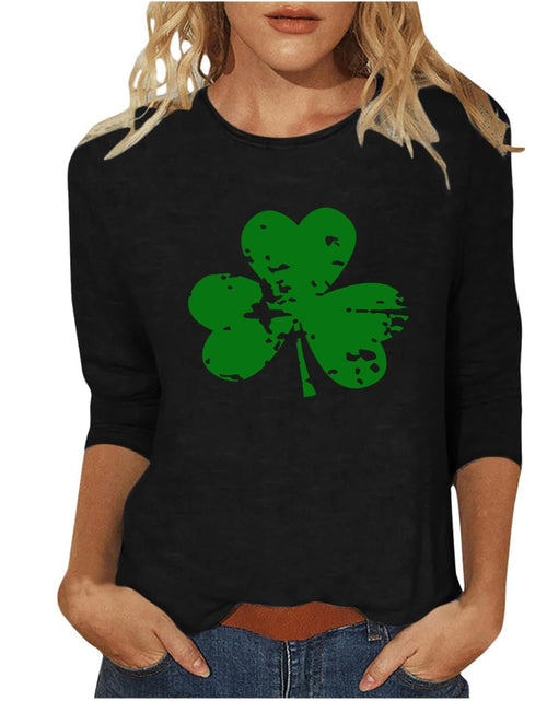 Load image into Gallery viewer, St Patricks Day Shirt Women 2025 Casual Plus Size 3/4 Sleeve Irish Clover Shirts Funny Saint Patrick's Tunic Tops
