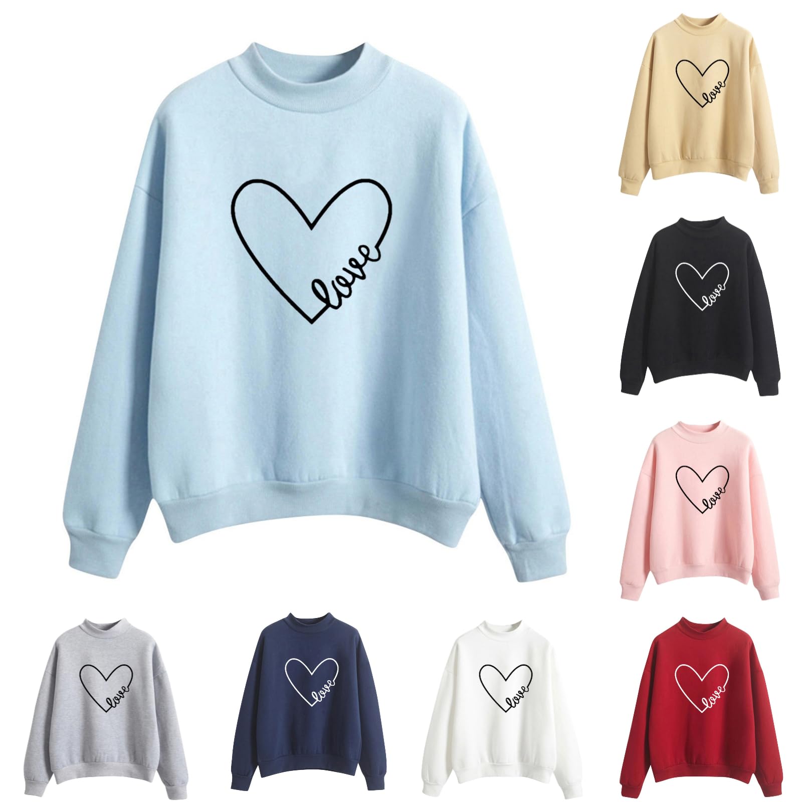Crewneck Sweatshirts for Women Casual Cute Print Long Sleeve Pullover Lightweight Loose Fit Fleece Tops Fall Clothes