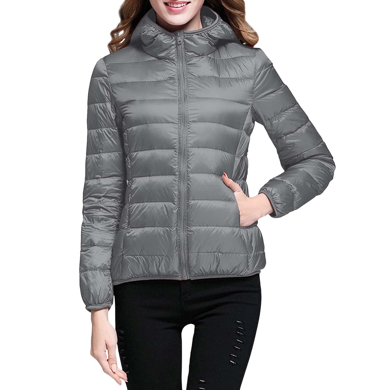 Lightweight Jacket for Women Short Button Down Hooded Jackets Trendy Slim Fit Bubble Coat Winter Warm Puffer Outwear