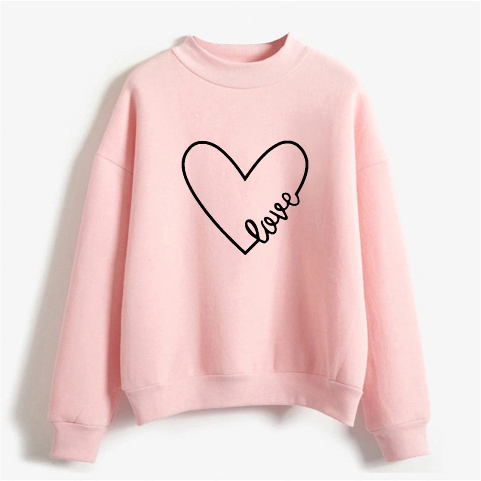 Crewneck Sweatshirts for Women Casual Cute Print Long Sleeve Pullover Lightweight Loose Fit Fleece Tops Fall Clothes