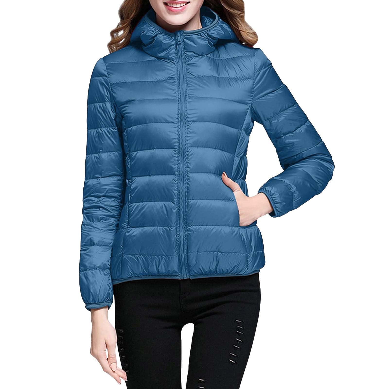 Lightweight Jacket for Women Short Button Down Hooded Jackets Trendy Slim Fit Bubble Coat Winter Warm Puffer Outwear