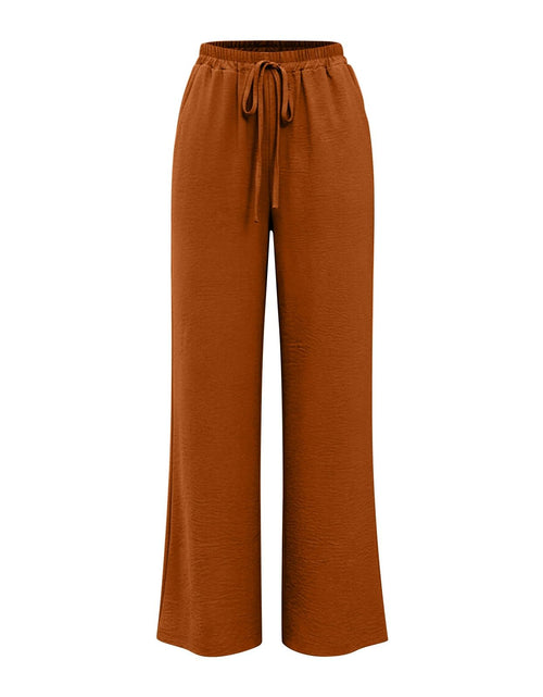 Load image into Gallery viewer, Linen Pants for Women - Wide Leg Elastic High Waist Casual Cotton Linen Pants Drawstring Plus Size Loose Trouser
