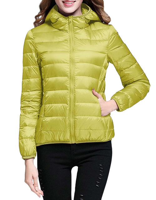 Load image into Gallery viewer, Lightweight Jacket for Women Short Button Down Hooded Jackets Trendy Slim Fit Bubble Coat Winter Warm Puffer Outwear
