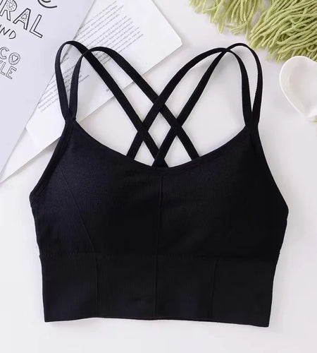 Sexy Women Tops Back Cross Strap Tank Top Push up Running Sports Bra Breathable Soft Fitness Beauty Solid Color Yoga Bra