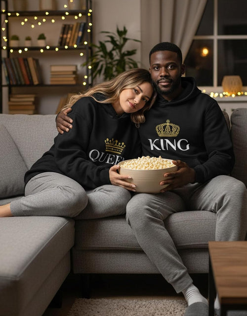 Load image into Gallery viewer, King and Queen Hoodies Set for His and Hers Sweatshirts Matching Couple Hoodies
