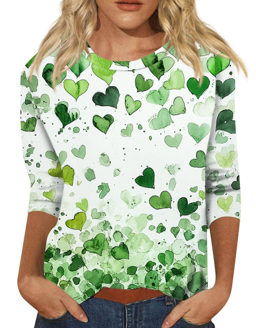 Load image into Gallery viewer, St Patricks Day Shirt Women 2025 Casual Plus Size 3/4 Sleeve Irish Clover Shirts Funny Saint Patrick's Tunic Tops
