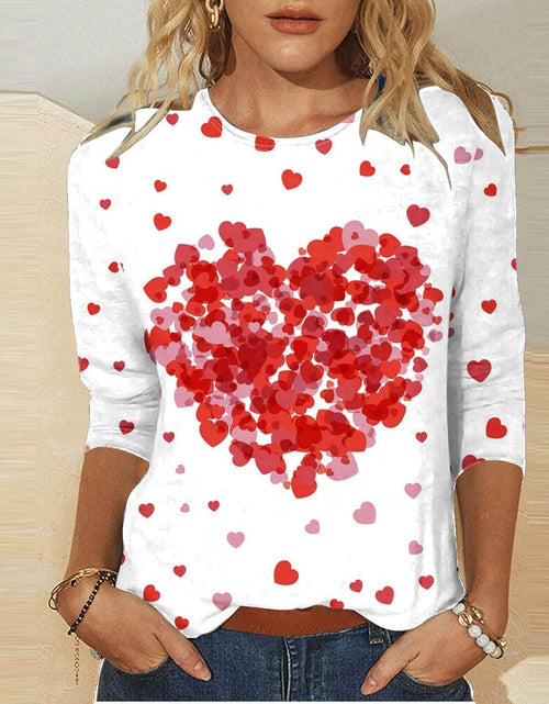 Load image into Gallery viewer, Valentines Day Shirts Women for 2025 Trendy Crew Neck 3/4 Sleeve Summer Heart Print Loose Fit Tunics Plus Size Tees Graphic Blouses Boho Tops Teacher Going Out Classy Outfits Y2K Fashion Flowy Log in

