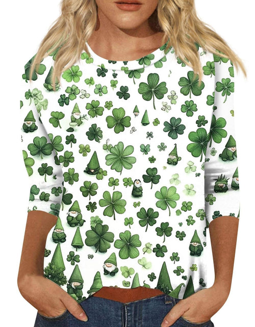 Load image into Gallery viewer, St Patricks Day Shirt Women 2025 Casual Plus Size 3/4 Sleeve Irish Clover Shirts Funny Saint Patrick's Tunic Tops
