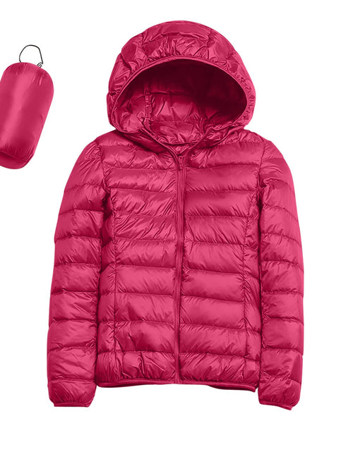 Load image into Gallery viewer, Lightweight Jacket for Women Short Button Down Hooded Jackets Trendy Slim Fit Bubble Coat Winter Warm Puffer Outwear

