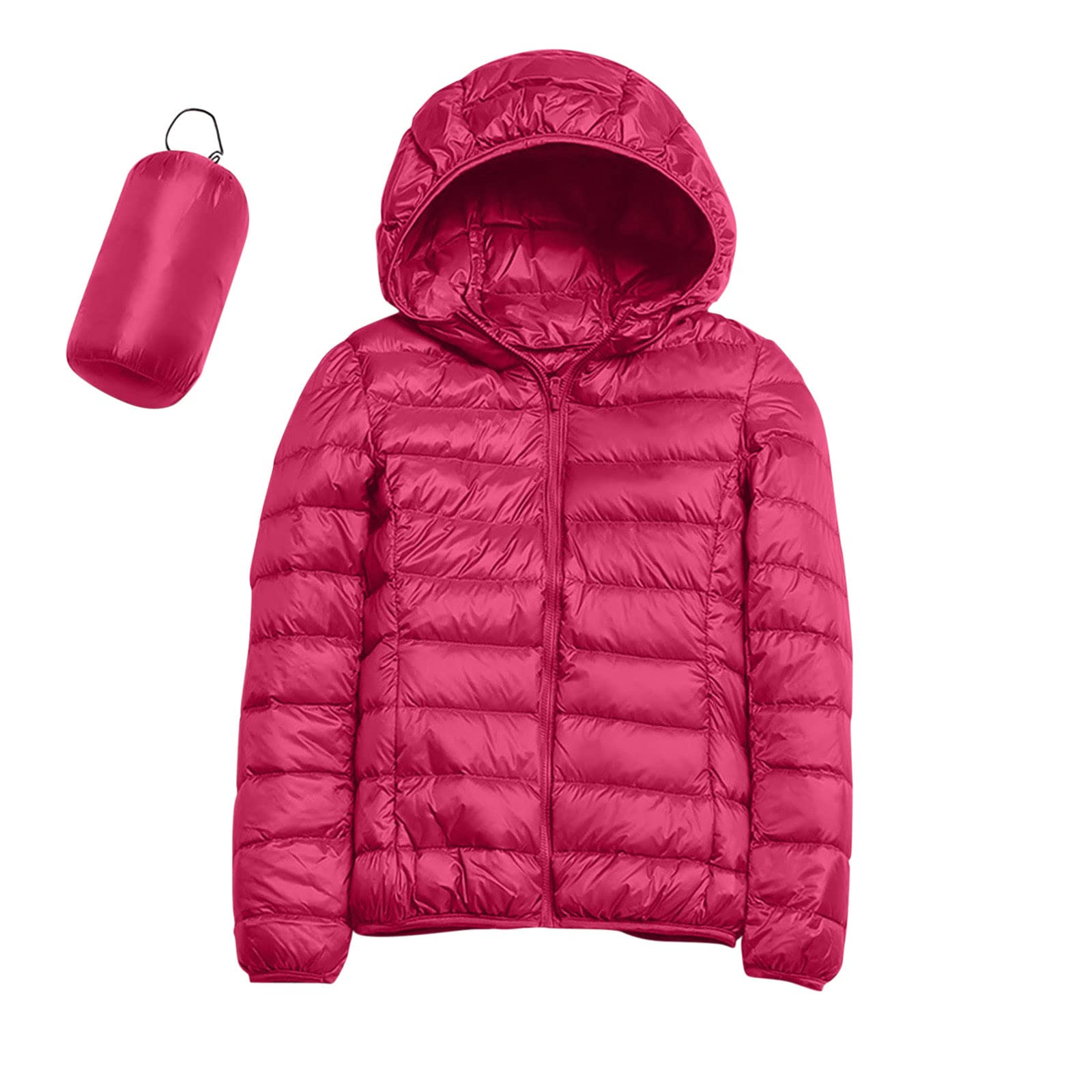 Lightweight Jacket for Women Short Button Down Hooded Jackets Trendy Slim Fit Bubble Coat Winter Warm Puffer Outwear
