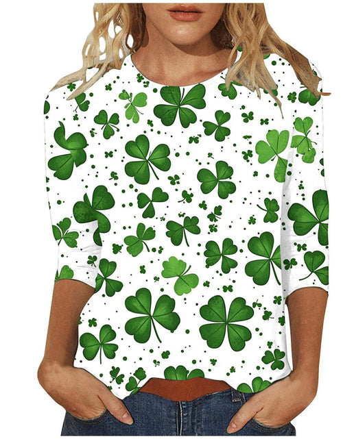 Load image into Gallery viewer, St Patricks Day Shirt Women 2025 Casual Plus Size 3/4 Sleeve Irish Clover Shirts Funny Saint Patrick's Tunic Tops
