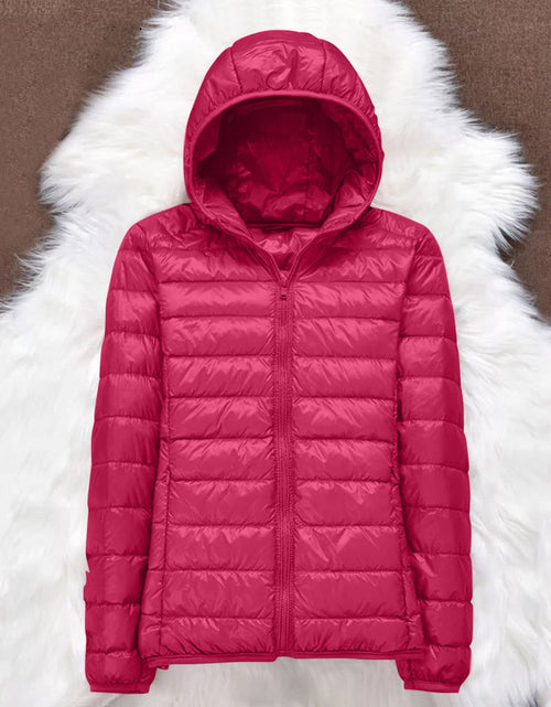 Load image into Gallery viewer, Lightweight Jacket for Women Short Button Down Hooded Jackets Trendy Slim Fit Bubble Coat Winter Warm Puffer Outwear
