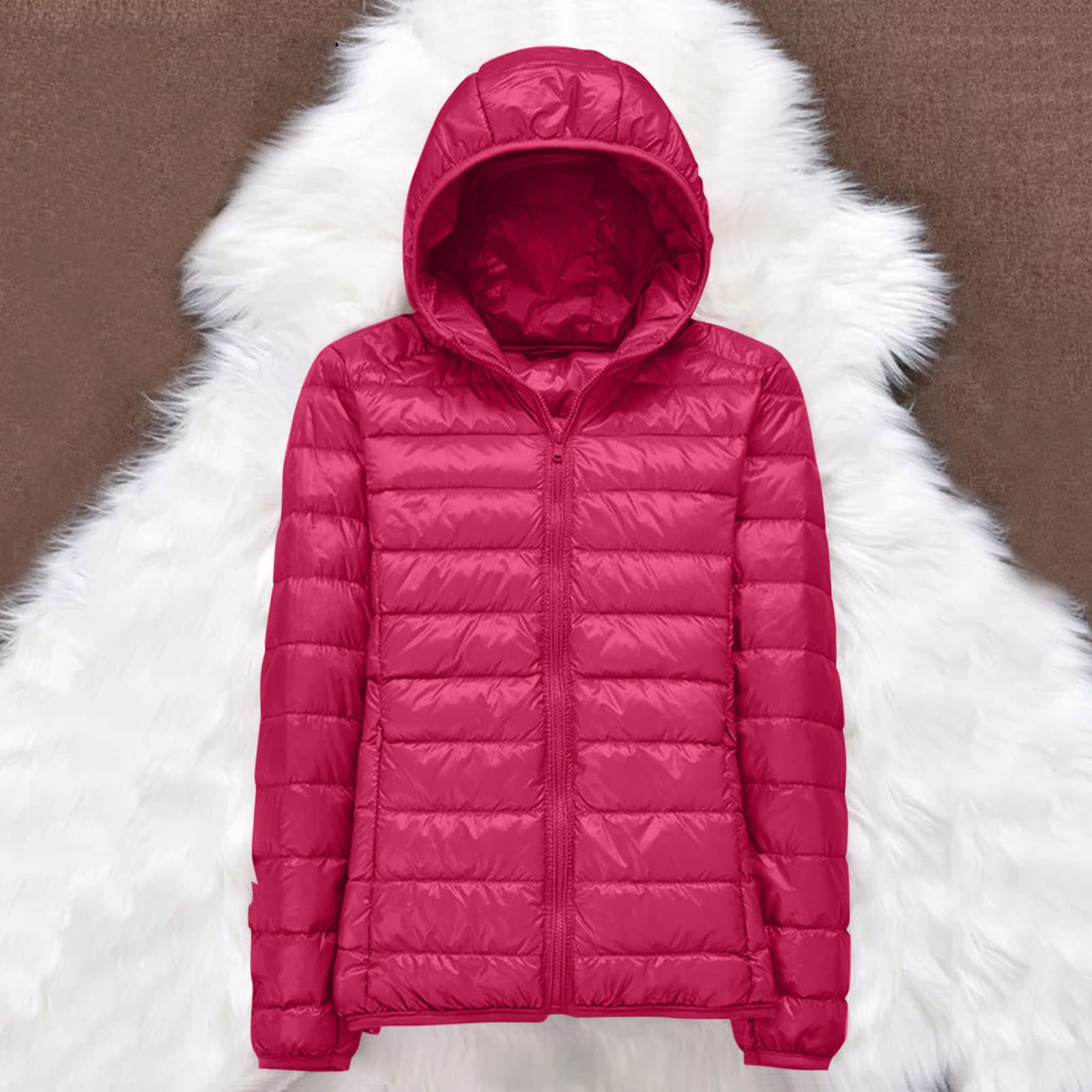 Lightweight Jacket for Women Short Button Down Hooded Jackets Trendy Slim Fit Bubble Coat Winter Warm Puffer Outwear
