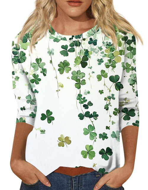 Load image into Gallery viewer, St Patricks Day Shirt Women 2025 Casual Plus Size 3/4 Sleeve Irish Clover Shirts Funny Saint Patrick's Tunic Tops
