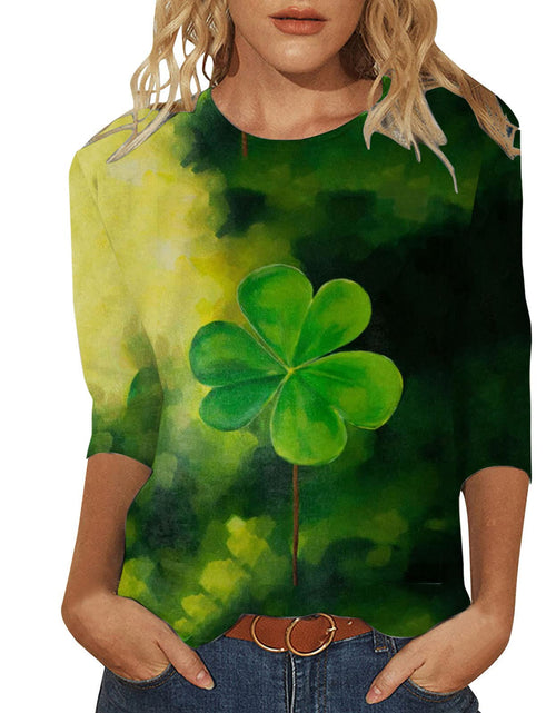 Load image into Gallery viewer, St Patricks Day Shirt Women 2025 Casual Plus Size 3/4 Sleeve Irish Clover Shirts Funny Saint Patrick's Tunic Tops
