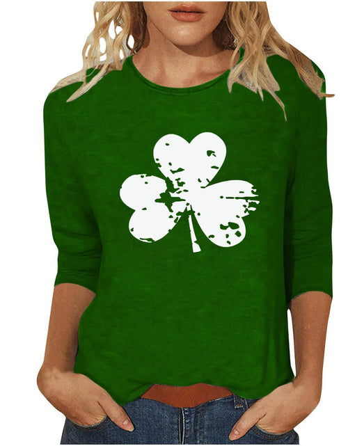 Load image into Gallery viewer, St Patricks Day Shirt Women 2025 Casual Plus Size 3/4 Sleeve Irish Clover Shirts Funny Saint Patrick's Tunic Tops
