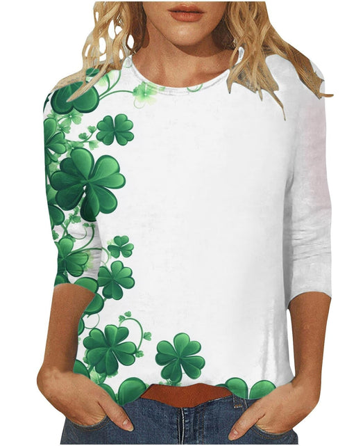Load image into Gallery viewer, St Patricks Day Shirt Women 2025 Casual Plus Size 3/4 Sleeve Irish Clover Shirts Funny Saint Patrick's Tunic Tops
