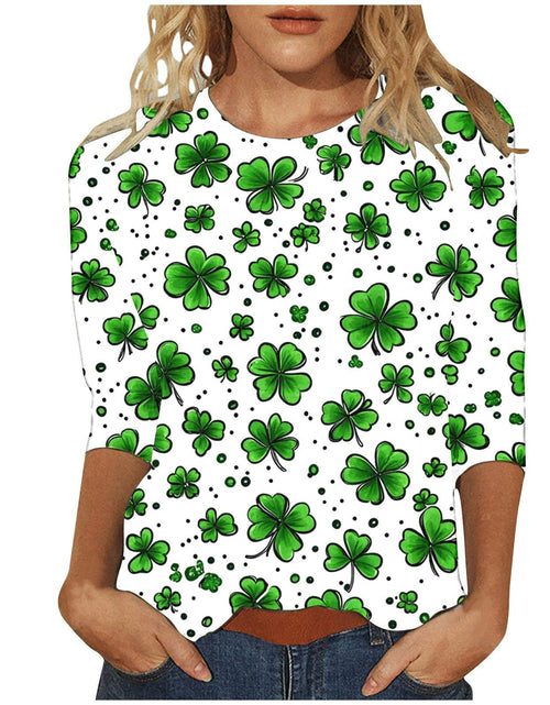 Load image into Gallery viewer, St Patricks Day Shirt Women 2025 Casual Plus Size 3/4 Sleeve Irish Clover Shirts Funny Saint Patrick's Tunic Tops
