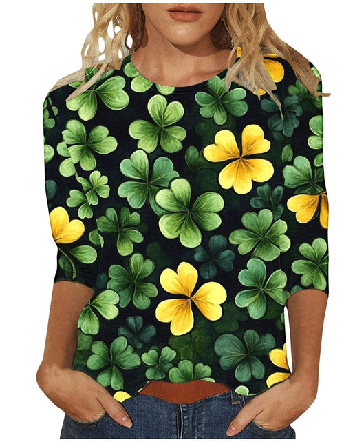 Load image into Gallery viewer, St Patricks Day Shirt Women 2025 Casual Plus Size 3/4 Sleeve Irish Clover Shirts Funny Saint Patrick's Tunic Tops
