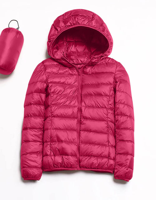 Load image into Gallery viewer, Lightweight Jacket for Women Short Button Down Hooded Jackets Trendy Slim Fit Bubble Coat Winter Warm Puffer Outwear

