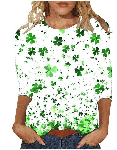 Load image into Gallery viewer, St Patricks Day Shirt Women 2025 Casual Plus Size 3/4 Sleeve Irish Clover Shirts Funny Saint Patrick's Tunic Tops
