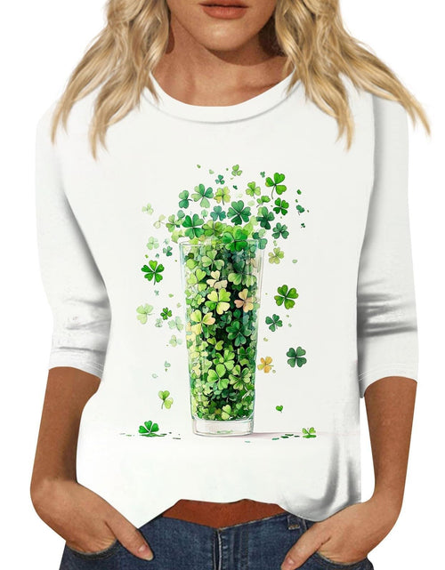 Load image into Gallery viewer, St Patricks Day Shirt Women 2025 Casual Plus Size 3/4 Sleeve Irish Clover Shirts Funny Saint Patrick's Tunic Tops
