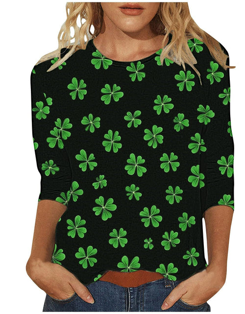 Load image into Gallery viewer, St Patricks Day Shirt Women 2025 Casual Plus Size 3/4 Sleeve Irish Clover Shirts Funny Saint Patrick's Tunic Tops
