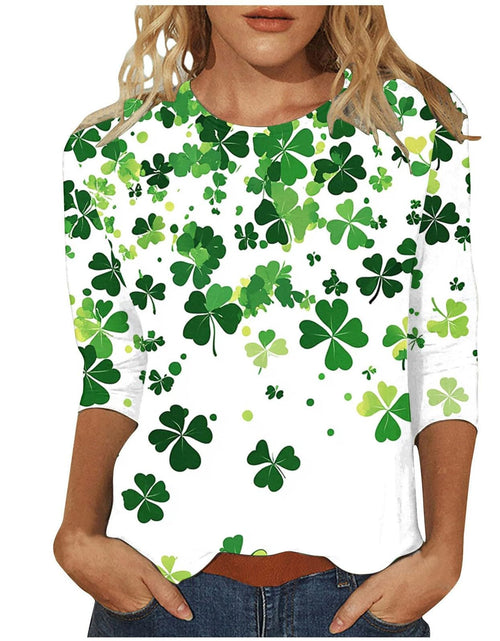 Load image into Gallery viewer, St Patricks Day Shirt Women 2025 Casual Plus Size 3/4 Sleeve Irish Clover Shirts Funny Saint Patrick's Tunic Tops
