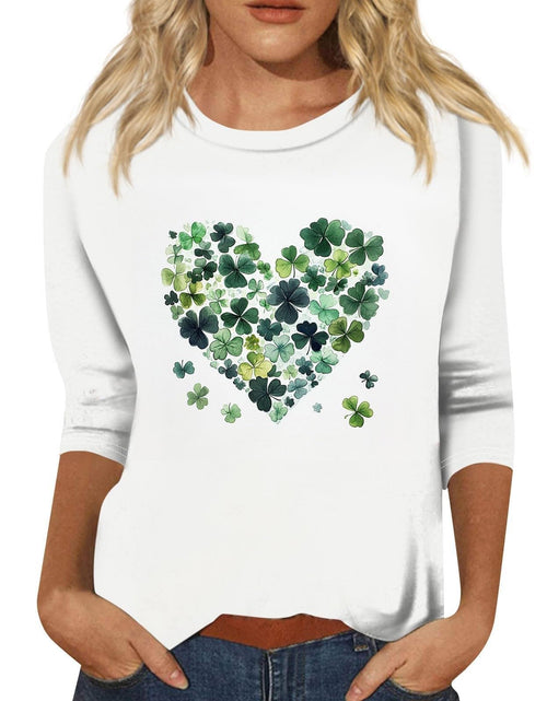 Load image into Gallery viewer, St Patricks Day Shirt Women 2025 Casual Plus Size 3/4 Sleeve Irish Clover Shirts Funny Saint Patrick's Tunic Tops
