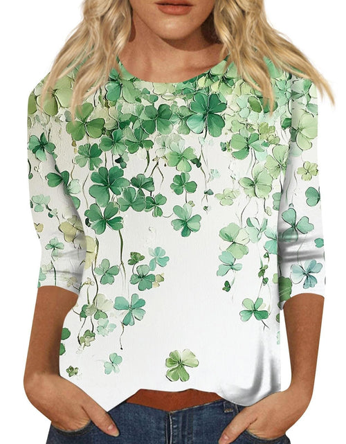 Load image into Gallery viewer, St Patricks Day Shirt Women 2025 Casual Plus Size 3/4 Sleeve Irish Clover Shirts Funny Saint Patrick's Tunic Tops

