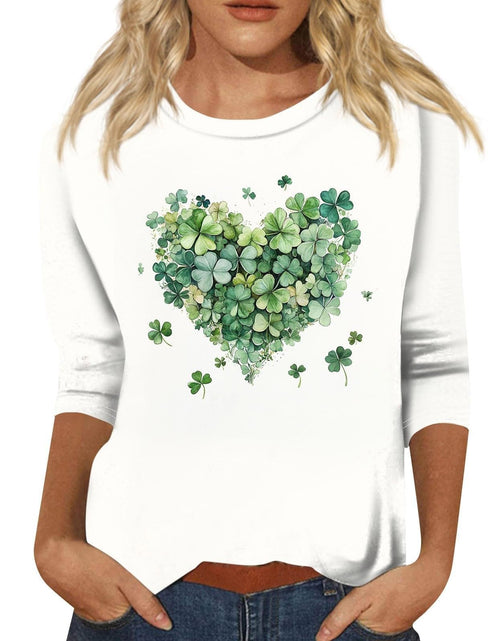 Load image into Gallery viewer, St Patricks Day Shirt Women 2025 Casual Plus Size 3/4 Sleeve Irish Clover Shirts Funny Saint Patrick's Tunic Tops
