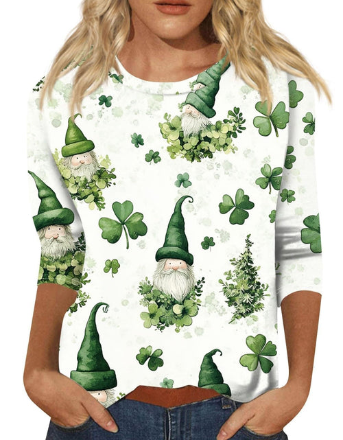 Load image into Gallery viewer, St Patricks Day Shirt Women 2025 Casual Plus Size 3/4 Sleeve Irish Clover Shirts Funny Saint Patrick's Tunic Tops
