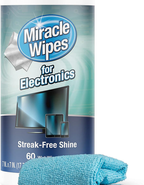 Load image into Gallery viewer, Miraclewipes for Electronics Cleaning - Screen Wipes Designed for TV, Phones, Monitors and More - Includes Microfiber Towel - (60 Count)
