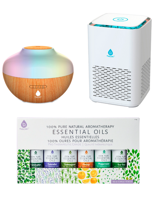 Load image into Gallery viewer, Pursonic Ultimate Wellness Bundle: Air Purifier, Diffuser &amp; Essential Oils Set
