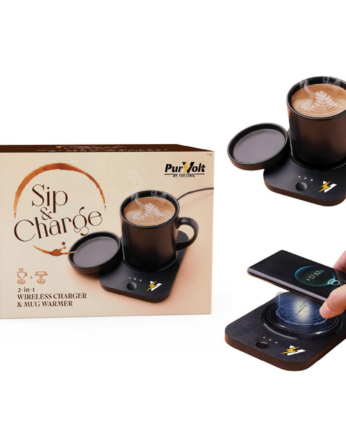 Load image into Gallery viewer, Complete Wireless Charging &amp; Comfort Bundle – Sip &amp; Charge 2-in-1 Mug Warmer + 5-in-1 Folding Charging Station
