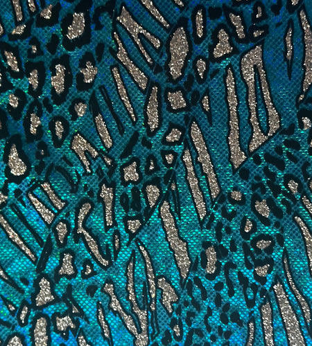 Cheetah Metallic Glitter Fabric | Hologram Flocking Nylon Spandex