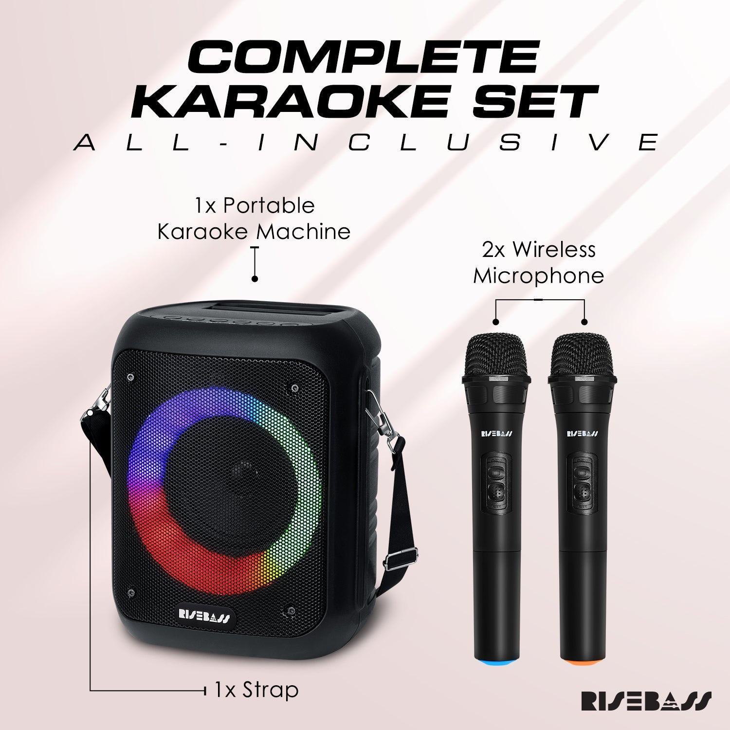 Portable Karaoke Machine with Wireless Microphones - Dual Mic Speaker