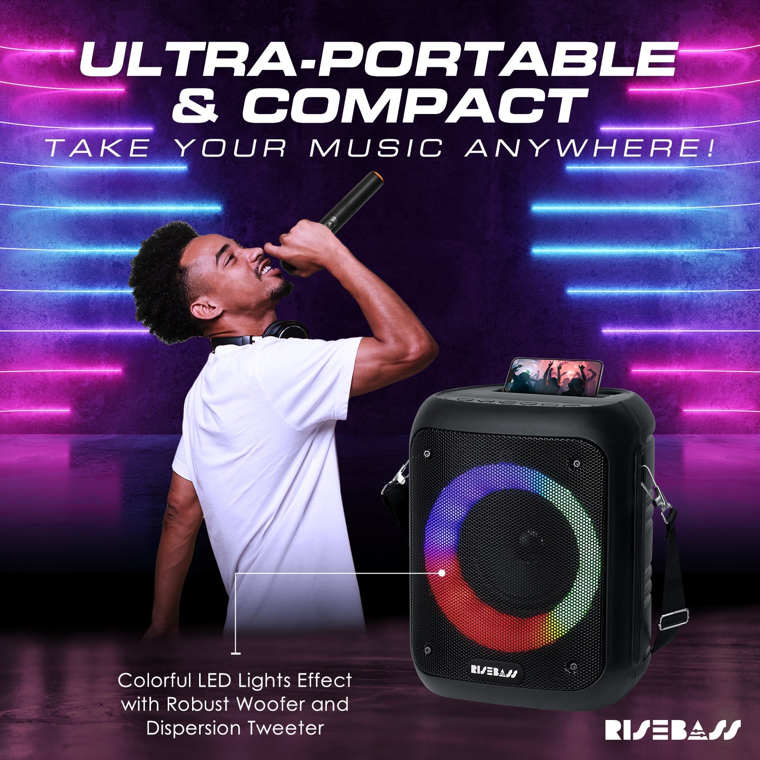Portable Karaoke Machine with Wireless Microphones - Dual Mic Speaker
