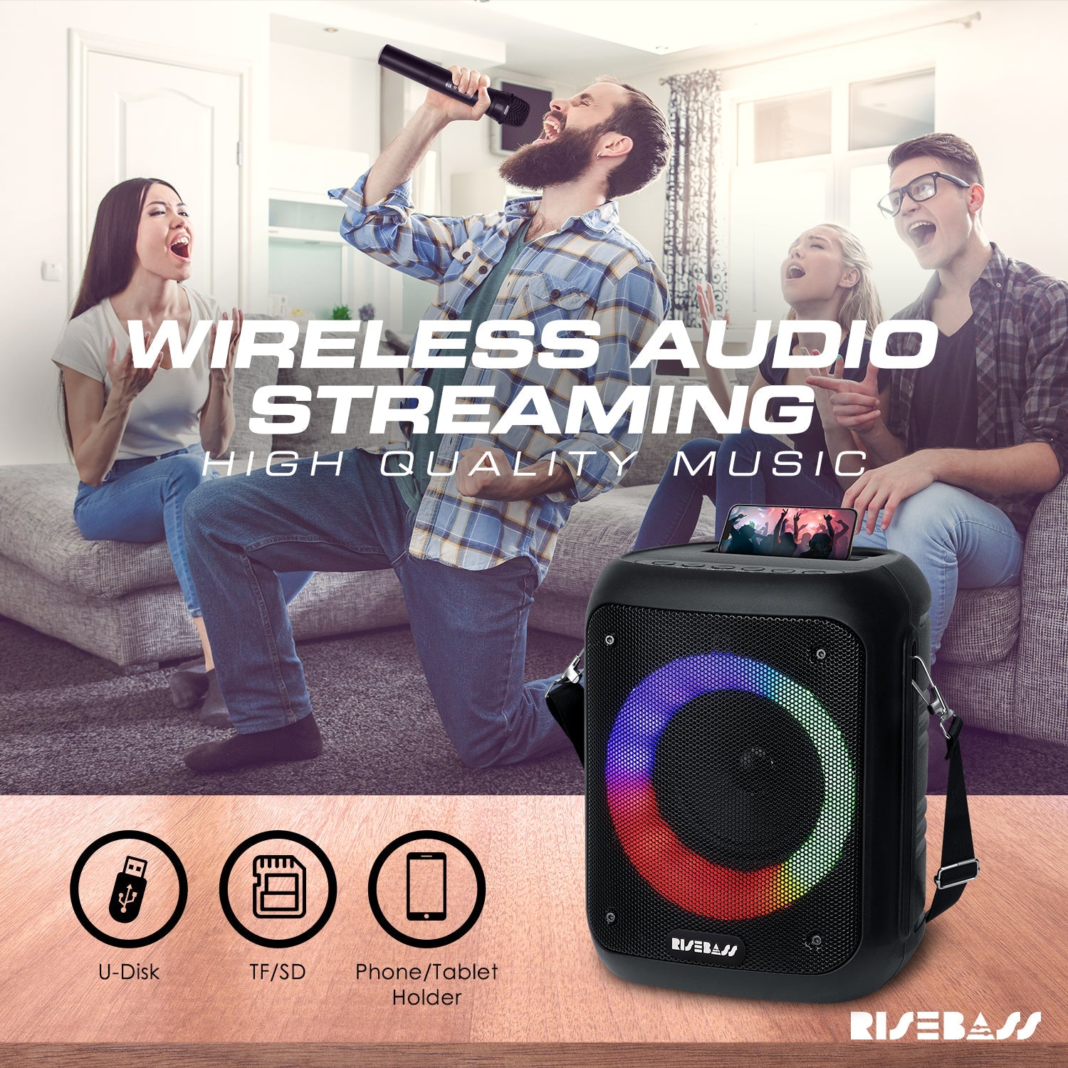 Portable Karaoke Machine with Wireless Microphones - Dual Mic Speaker