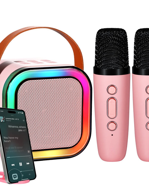 Load image into Gallery viewer, Risebass Mini Karaoke Machine for Kids Adults, Portable Bluetooth Speaker with 2 Wireless Microphones, Toys Birthday Gifts for Girls  Years Old Toddler Teens.
