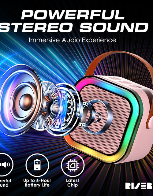 Load image into Gallery viewer, Risebass Mini Karaoke Machine for Kids Adults, Portable Bluetooth Speaker with 2 Wireless Microphones, Toys Birthday Gifts for Girls  Years Old Toddler Teens.
